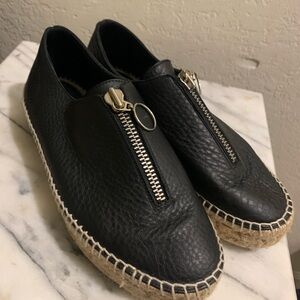 Women’s Alexander Wang Espadrille Black Leather Zip Size 8.5